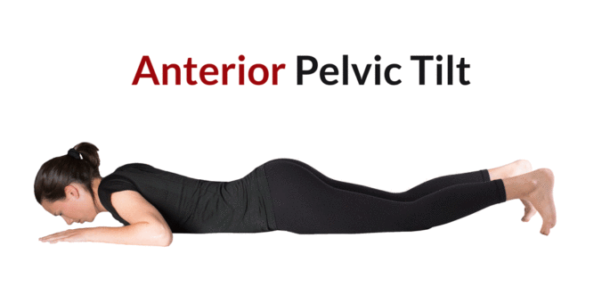 A moving picture showing the anterior, neutral, and posterior pelvic tilt positions in a woman lying prone