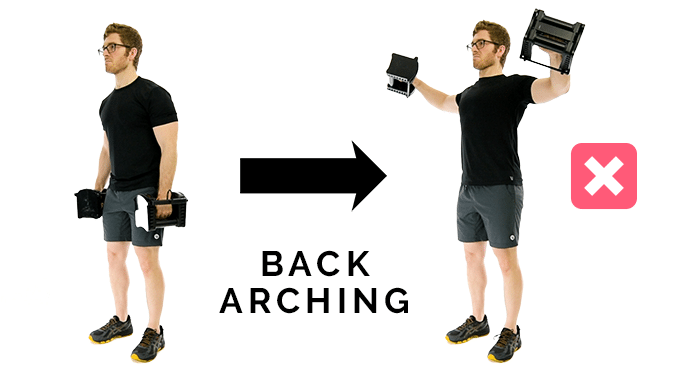 Back arching during the lateral raise