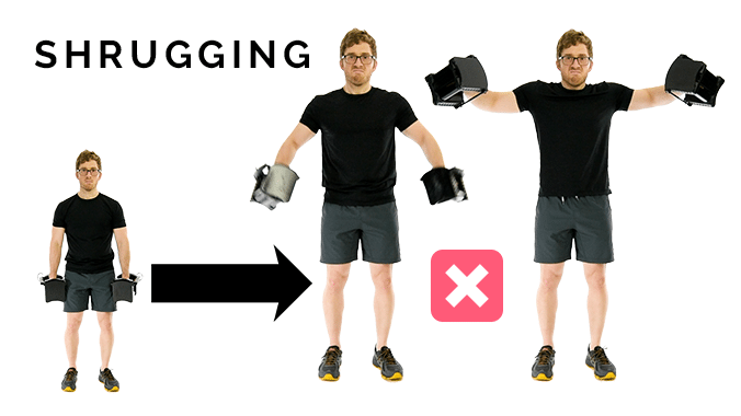 Shrugging during the lateral raise